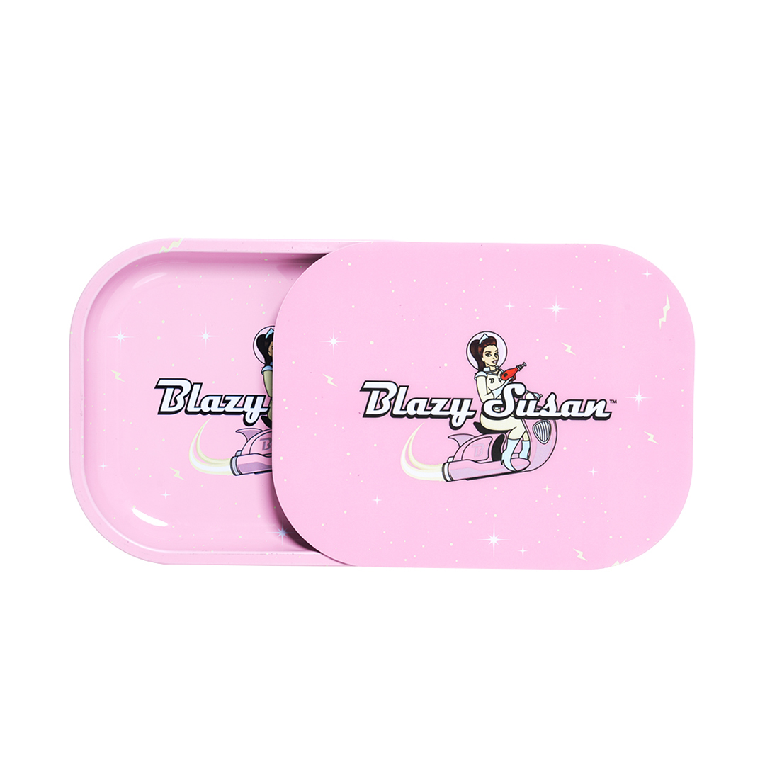 Blazy Susan | Small Rolling Tray w/ Lid | Pink Spacey