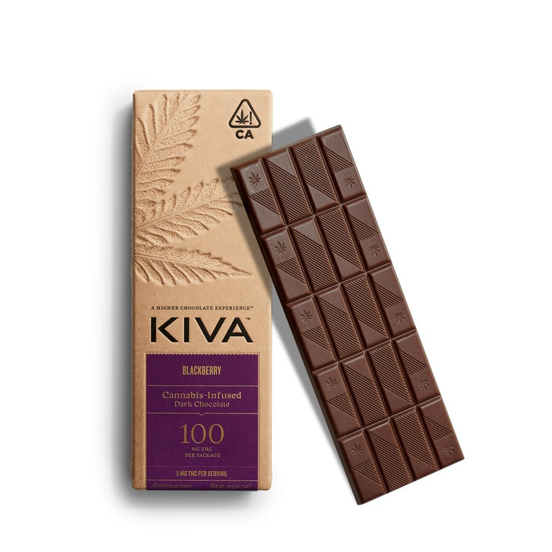 Kiva Blackberry Dark Chocolate (H) Bar 100mg