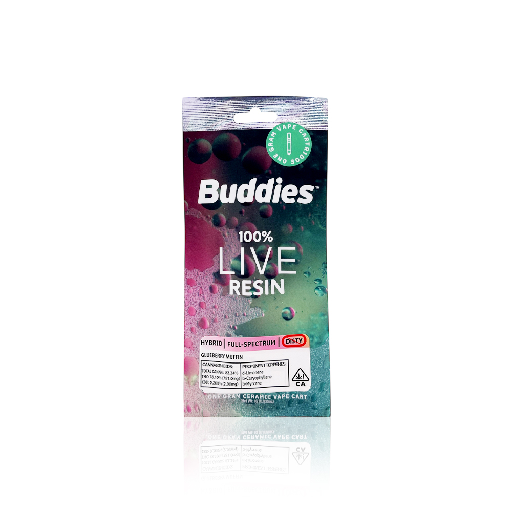 BUDDIES - Vape Pen - Glueberry Muffin - Live Resin - Full Spectrum - 1G