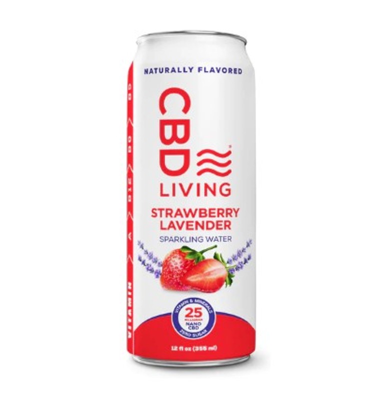 CBD Living - Strawberry Lavender Sparkling Water - 12oz - 25mg