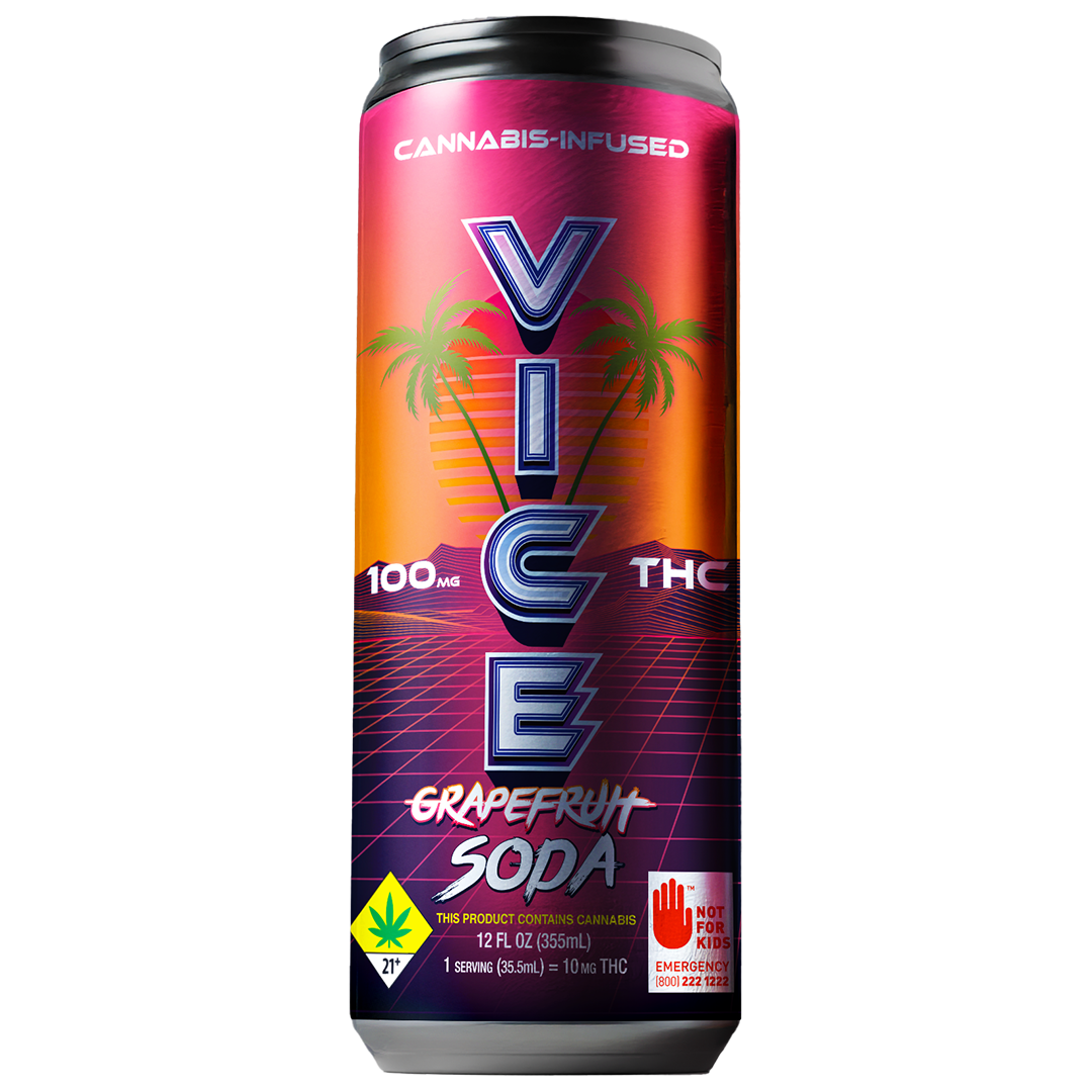 Vice | Grapefruit | 12 fl oz Soda | DOH | 100mg THC 100mg CBG