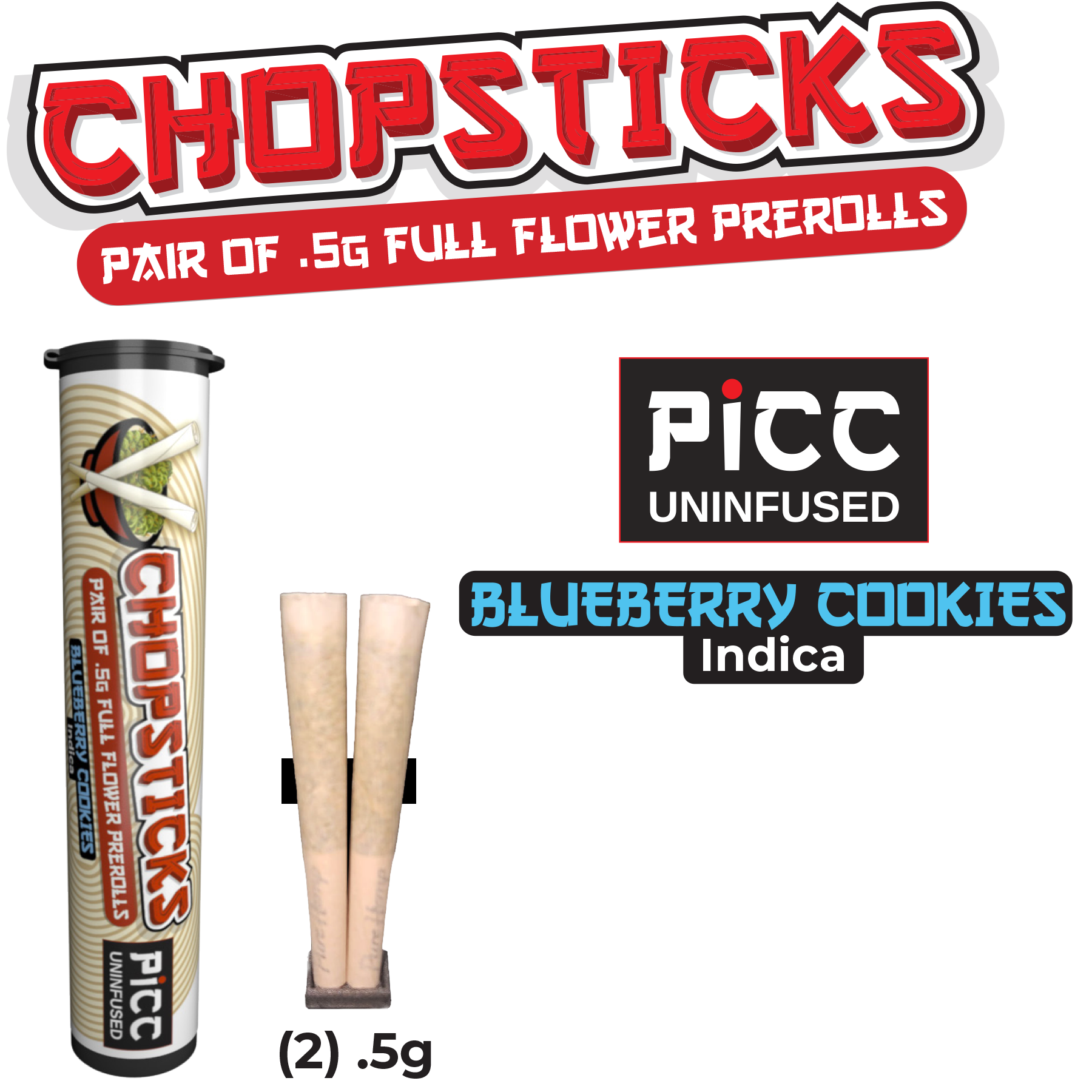 CHOPSTICKS - Blueberry Cookies .5g Prerolls 2 Pack