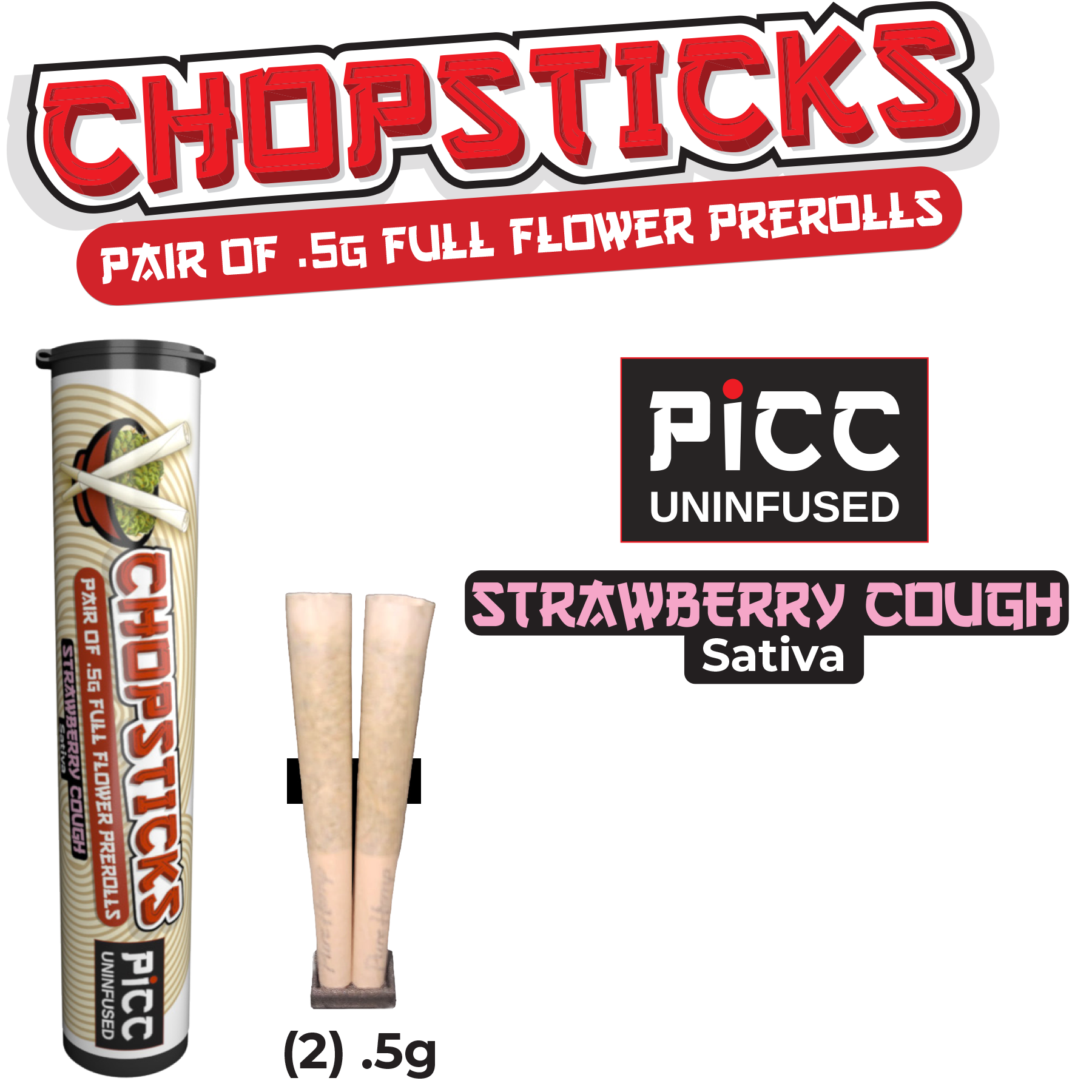 CHOPSTICKS - Strawberry Cough .5g Prerolls 2 Pack