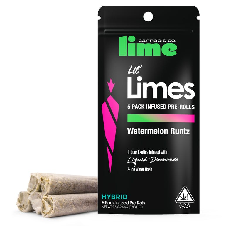 Lime - Watermelon Runtz Infused Lil' Limes Preroll 5pk 3g