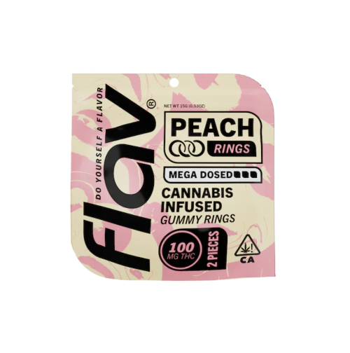 FLAV: Peach Mega-Dose Rings 2pk/100mg (H)