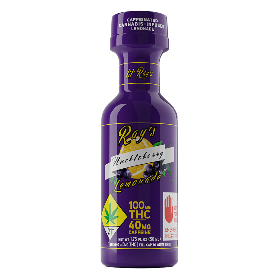 lil' Rays | Huckleberry Lemonade | Caffeinated | 1.75 fl oz Shot | DOH | 100mg THC