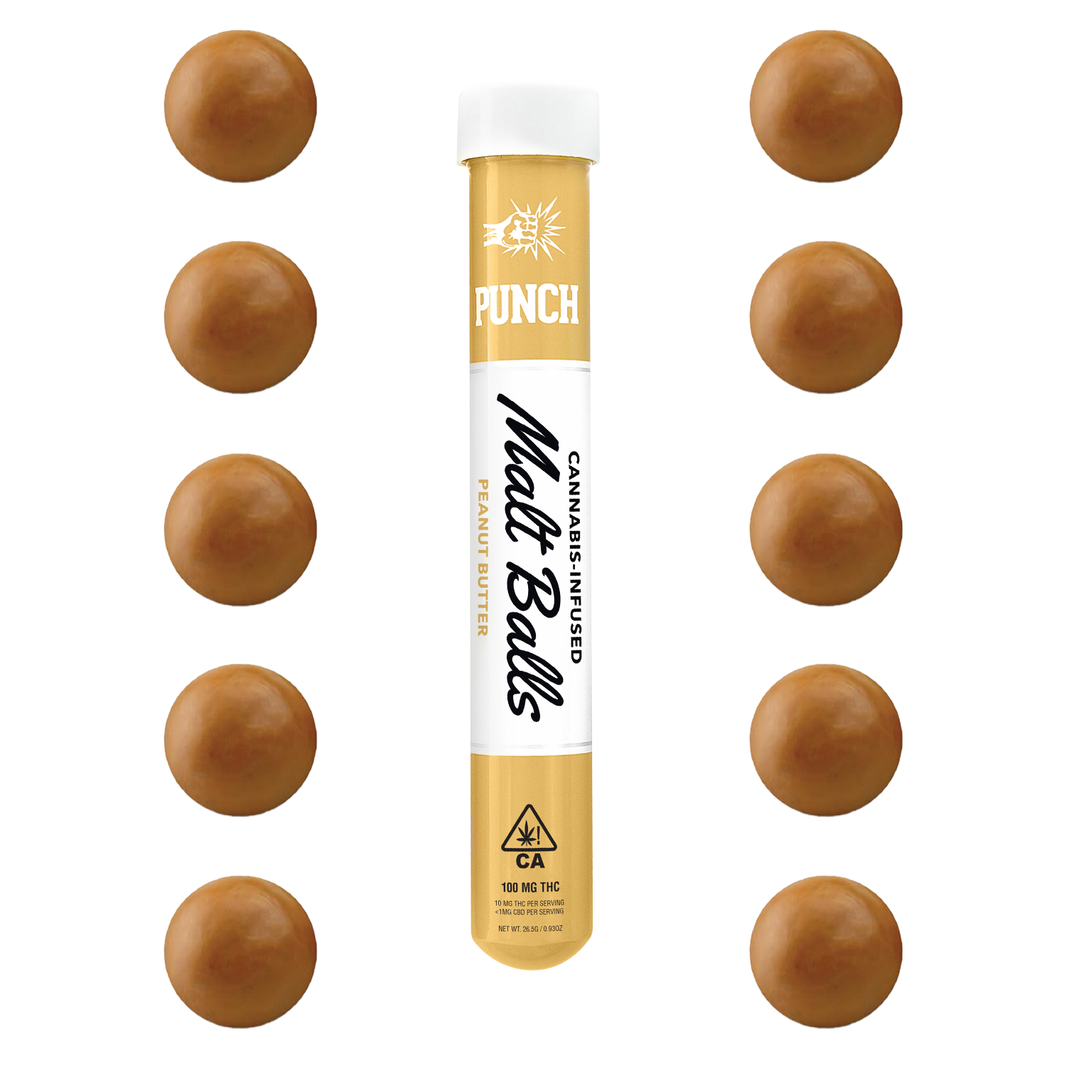 Punch Extracts Peanut Butter Hash Malt Balls Edibles Strain (hybrid), 100mg