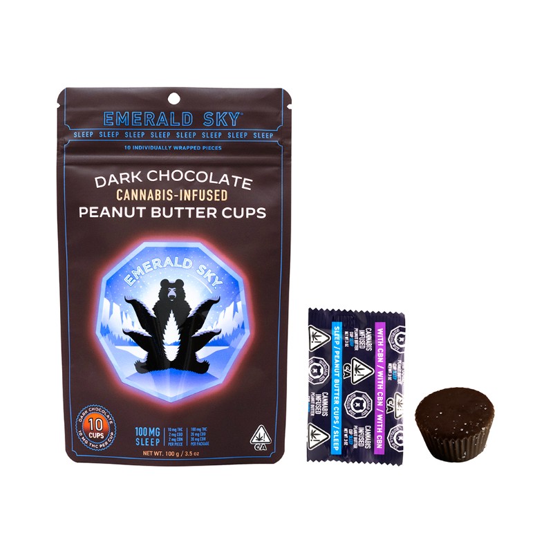 Emerald Sky Dark Chocolate Peanut Butter Cups Sleep 10:2:2 THC:CBD:CBN 10pk 100mg