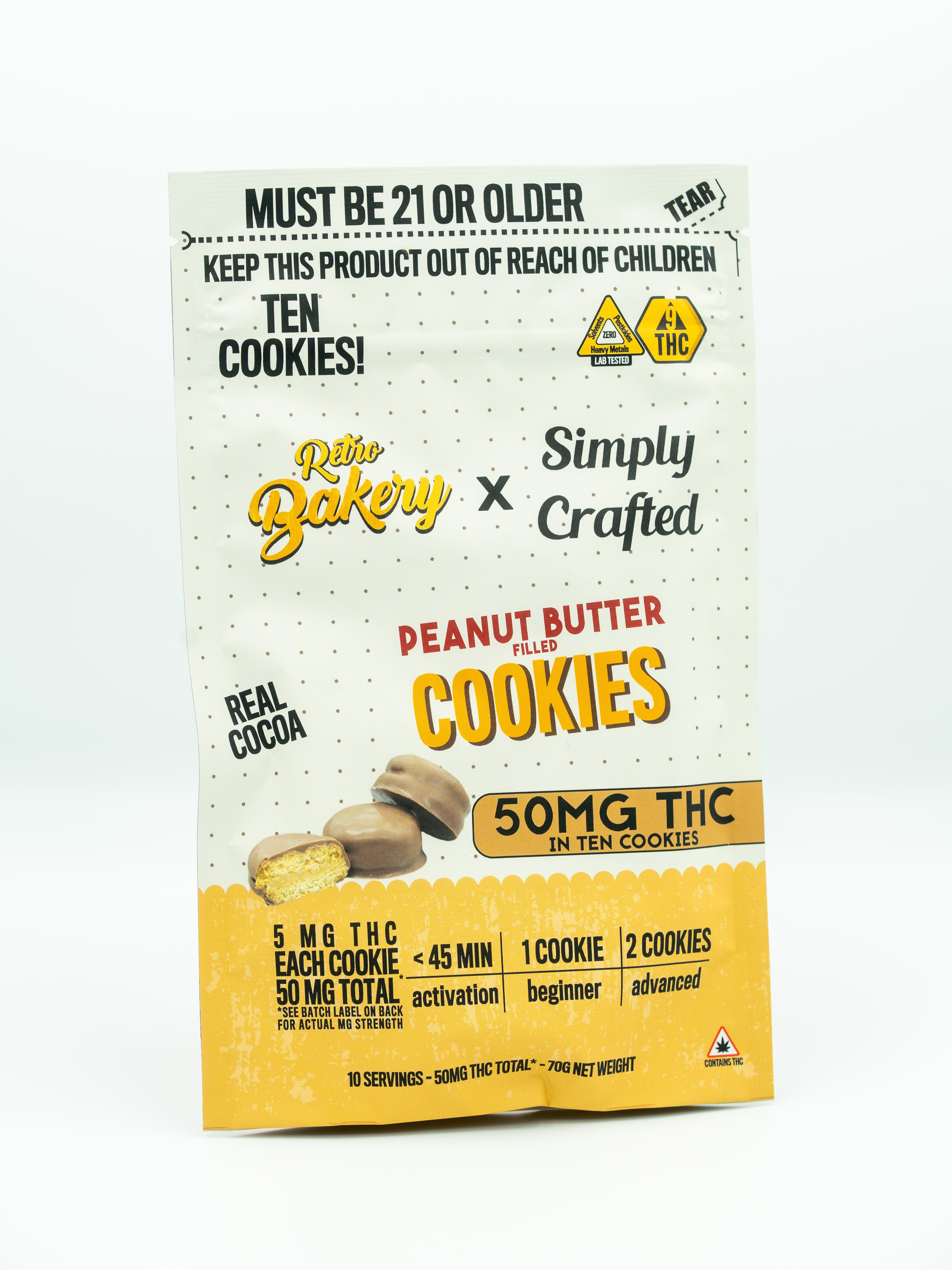 Retro x Simply Crafted | Chocolate Covered Peanut Butter Cookies | 50mg THC