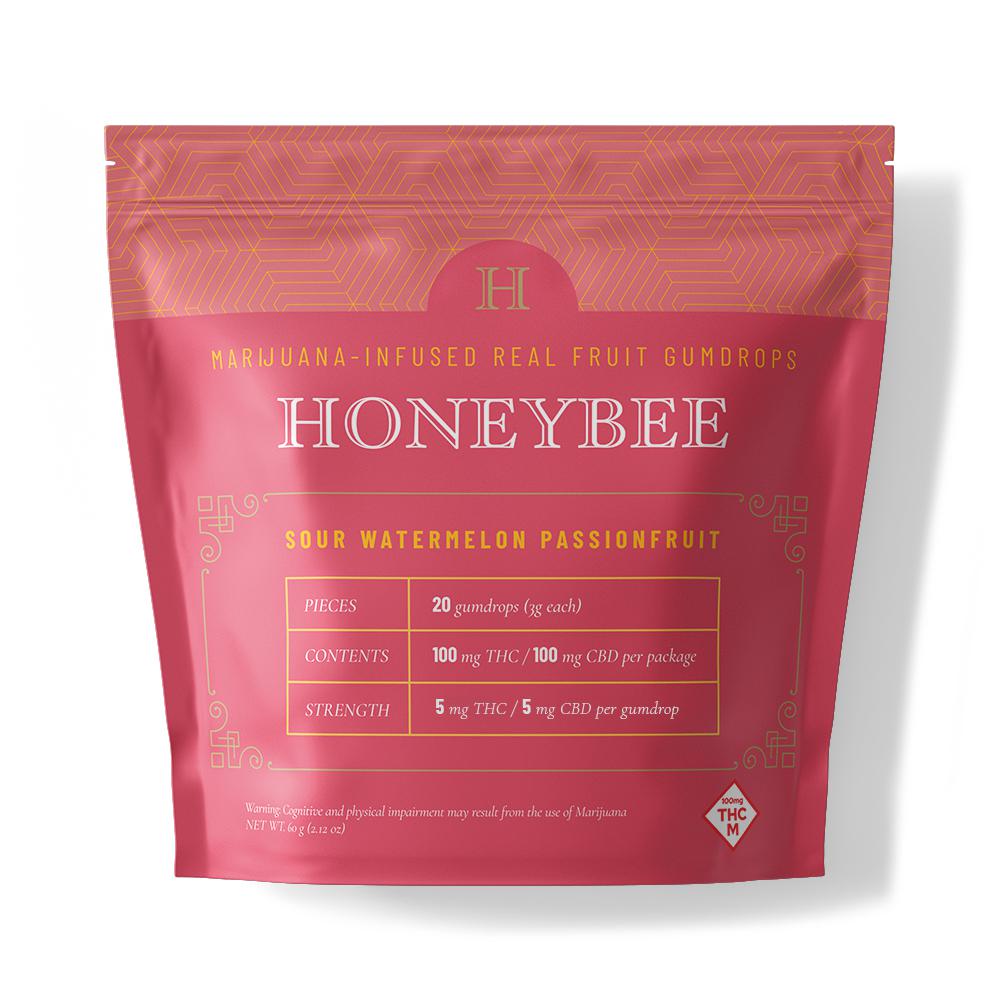 HONEYBEE - SOUR WATERMELON PASSION FRUIT 1:1 100MG THC/ 100MG CBD