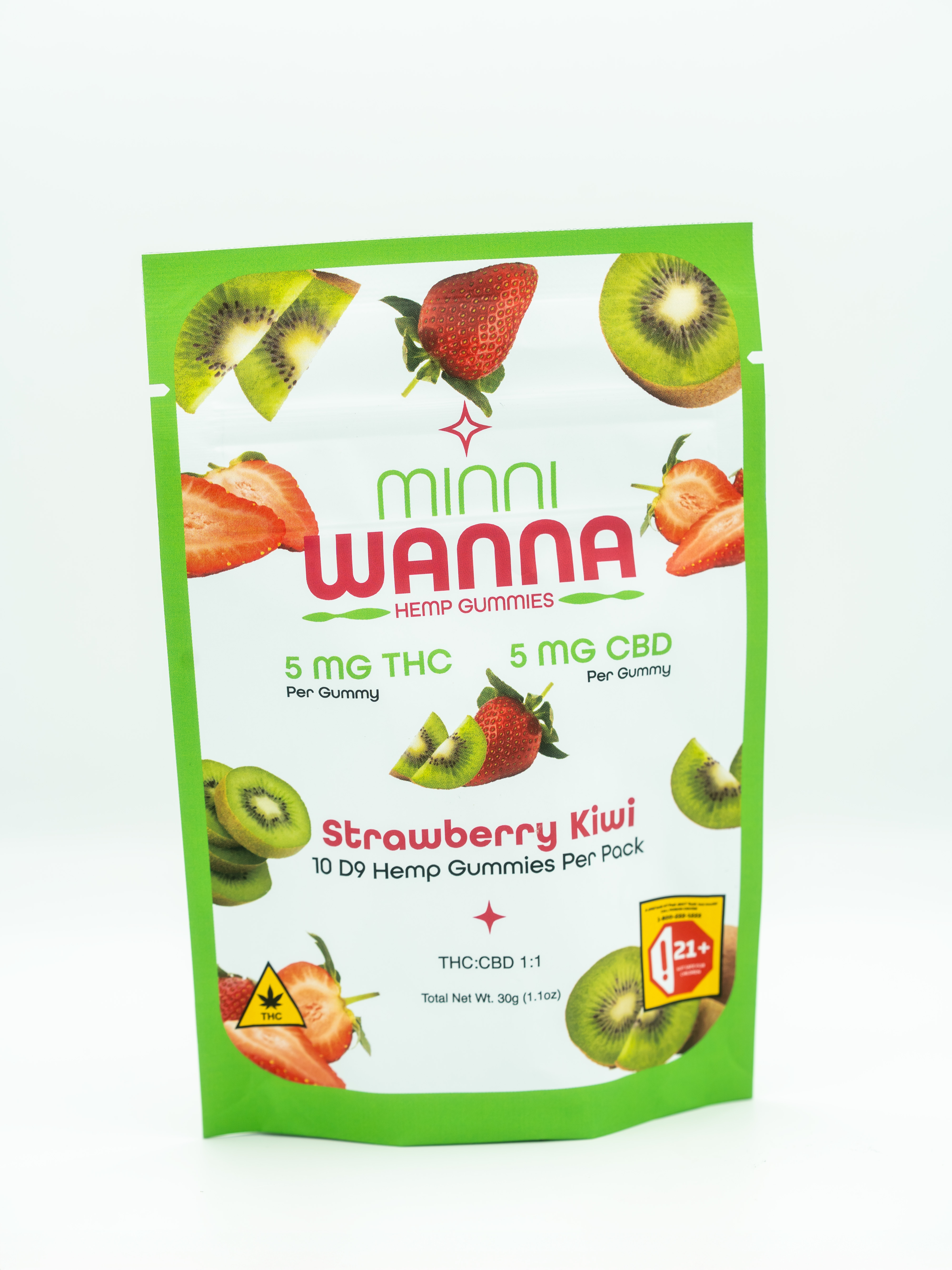 Minni Wanna | Strawberry Kiwi THC CBD Gummies | 50mg THC
