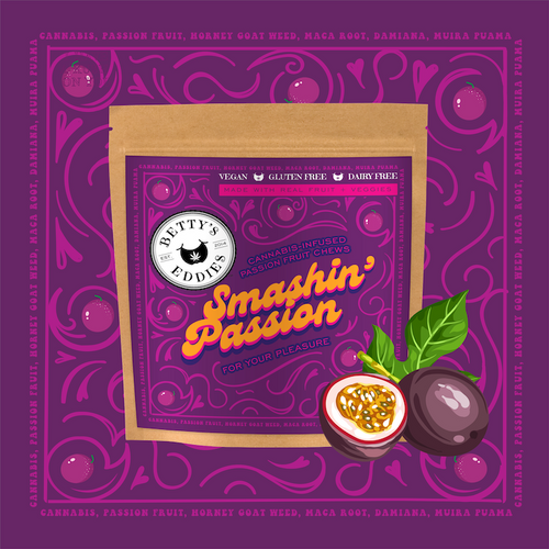 Betty's Eddies Smashin' Passion for Pleasure 50mg 10pk - Passionfruit Chews (V/GF/DF)