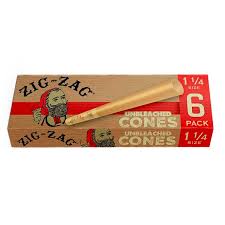 ZIG-ZAG - UNBLEACHED CONES 1 1/4 IN, 6 PACK