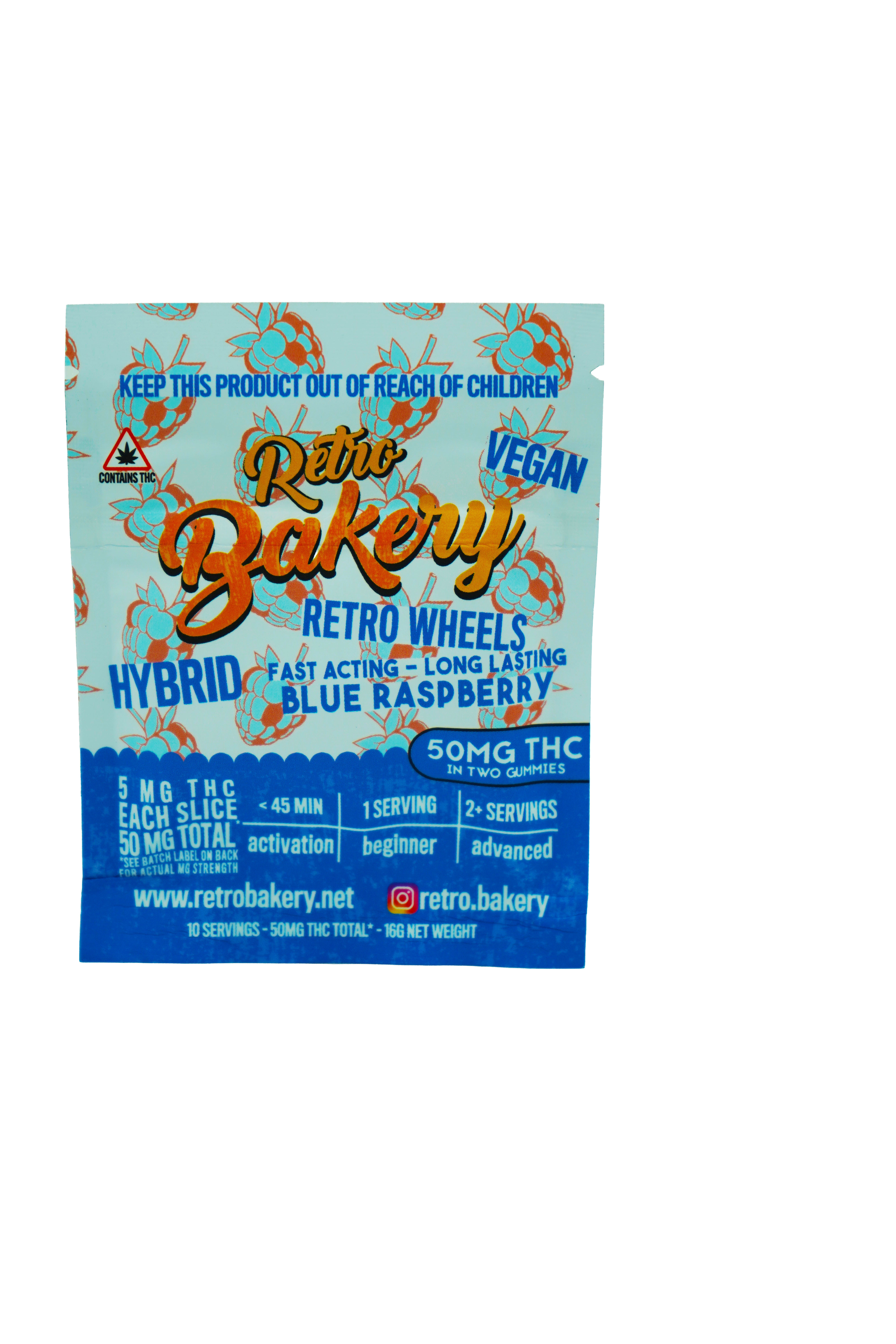 Retro Bakery | Blue Raspberry Gummy Wheels | 50mg THC