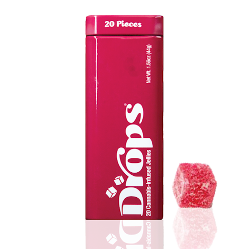 Drops | Rosy Raspberry | Rosin Gummies | 20pk | DOH | 1:2 50mg CBD 100mg THC