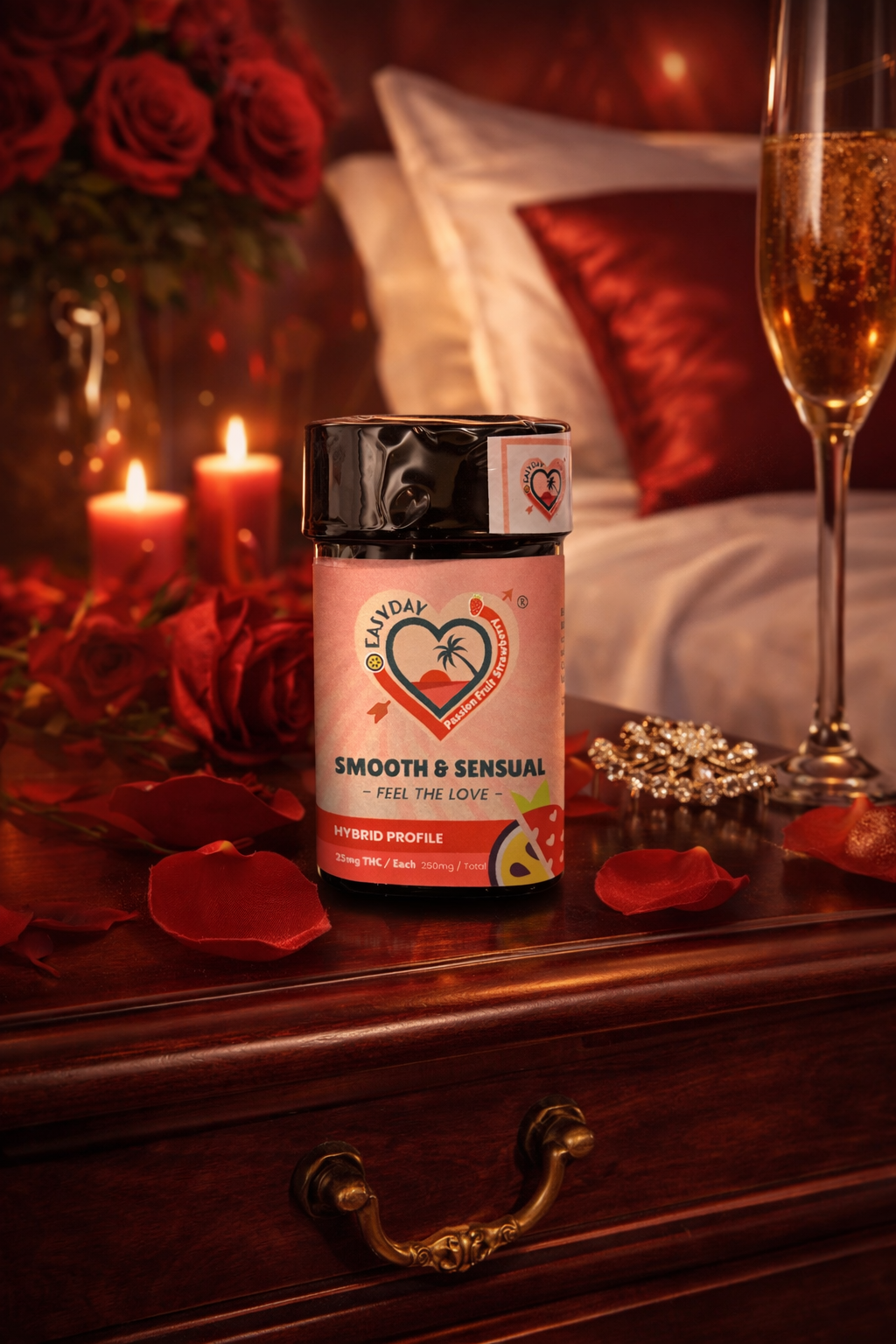 Smooth and Sensual | Passionfruit Strawberry Chews | 250mg THC | 10pk