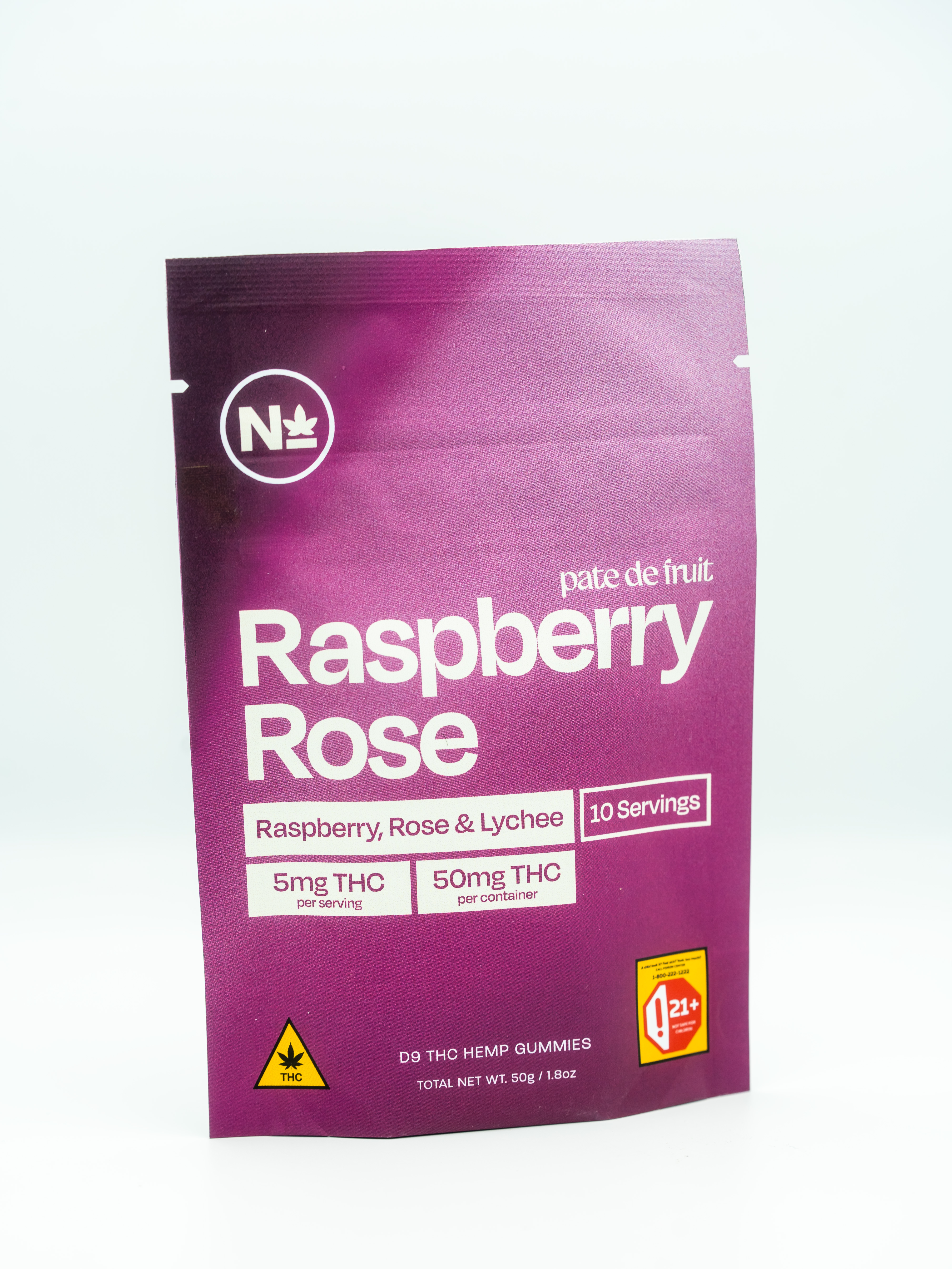 No Coast | Raspberry Rose & Lychee Pate De Fruit Gummies | 50mg THC