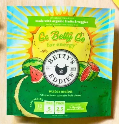 Betty's Eddies 2:1 Go Betty Go Betty's for Energy 50mg 10pk - Watermelon Chews (THC:THCV) (V/GF/DF)