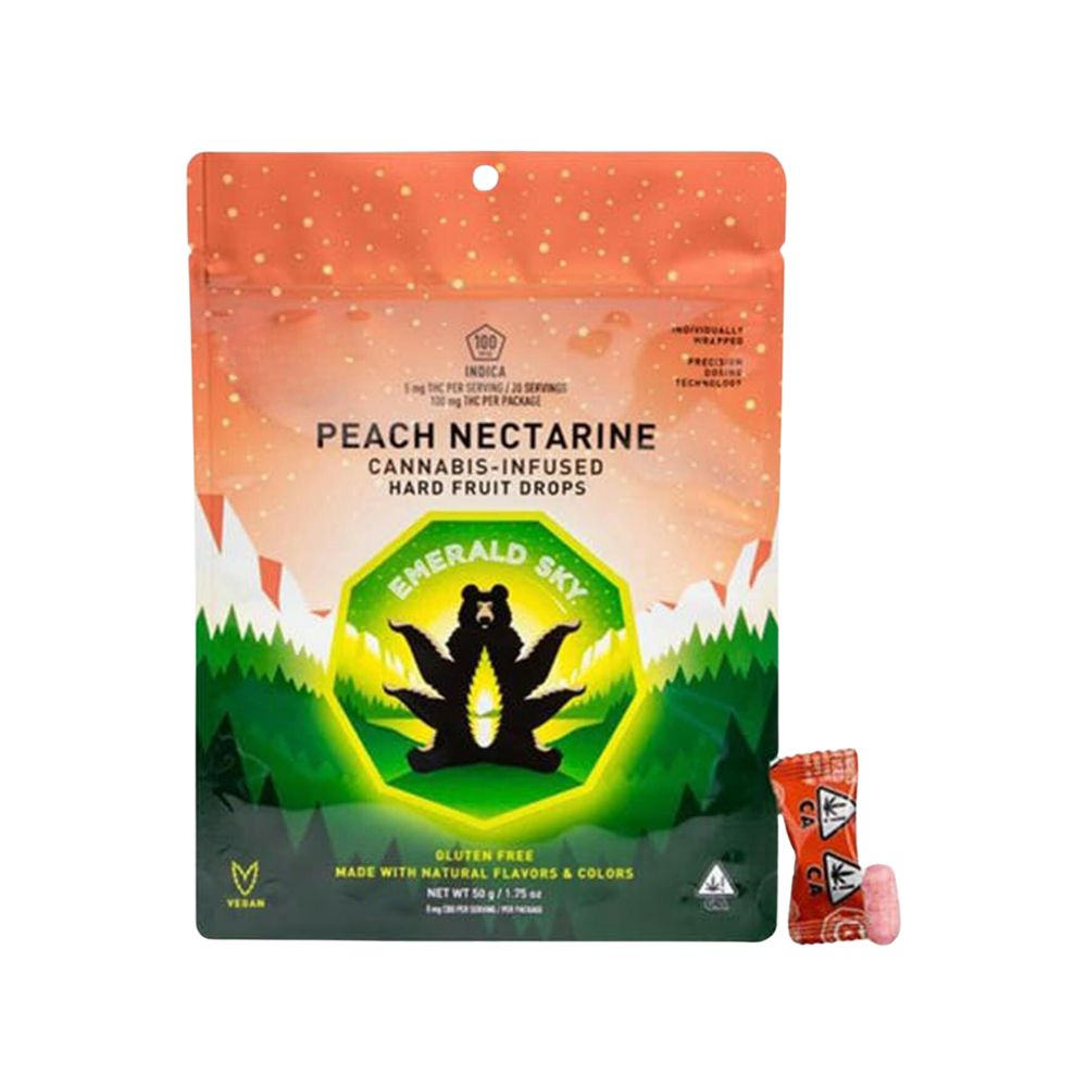 PEACH NECTARINE HARD FRUIT DROPS 100MG - EMERALD SKY