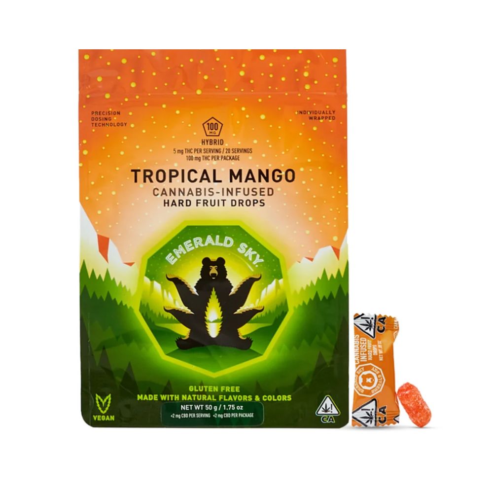 HYBRID TROPICAL MANGO HARD FRUIT DROPS 100MG - EMERALD SKY