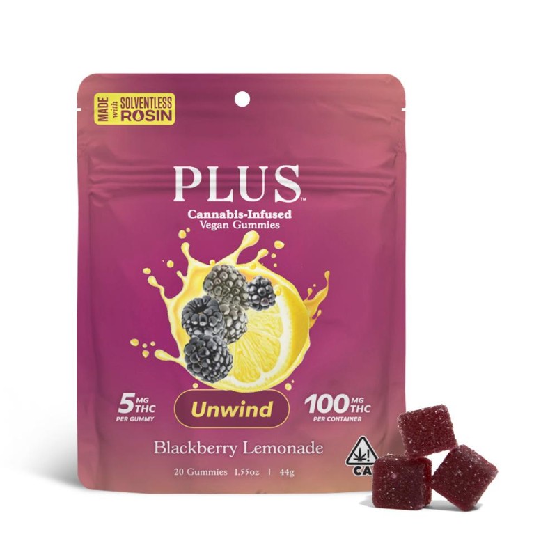 PLUS Blackberry Lemonade Unwind (I) Rosin Gummies 100mg