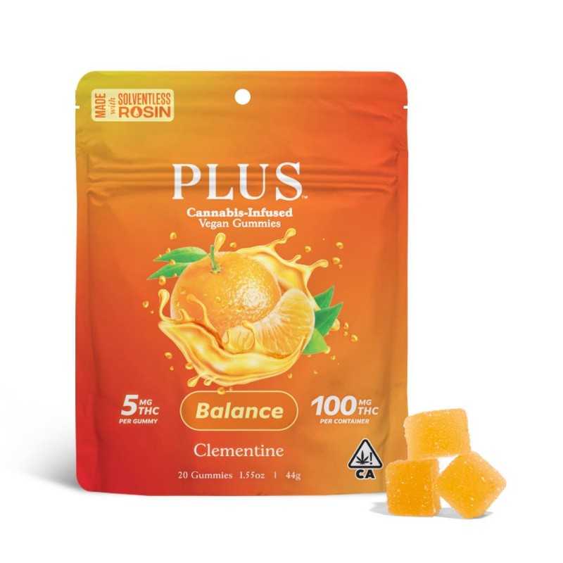 PLUS Clementine Balance (H) Rosin Gummies 100mg