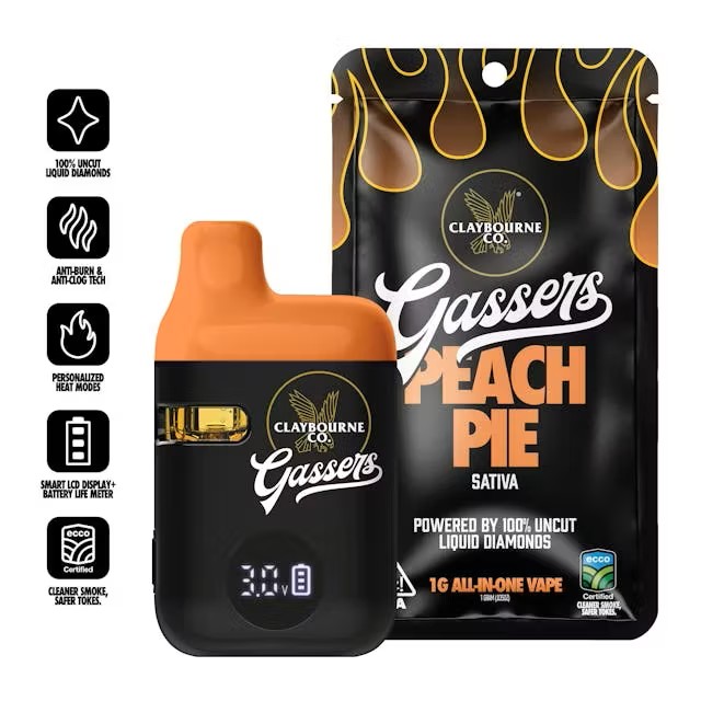 Claybourne Co. Liquid Diamond Gassers All-In-One 1g - Peach Pie (S)