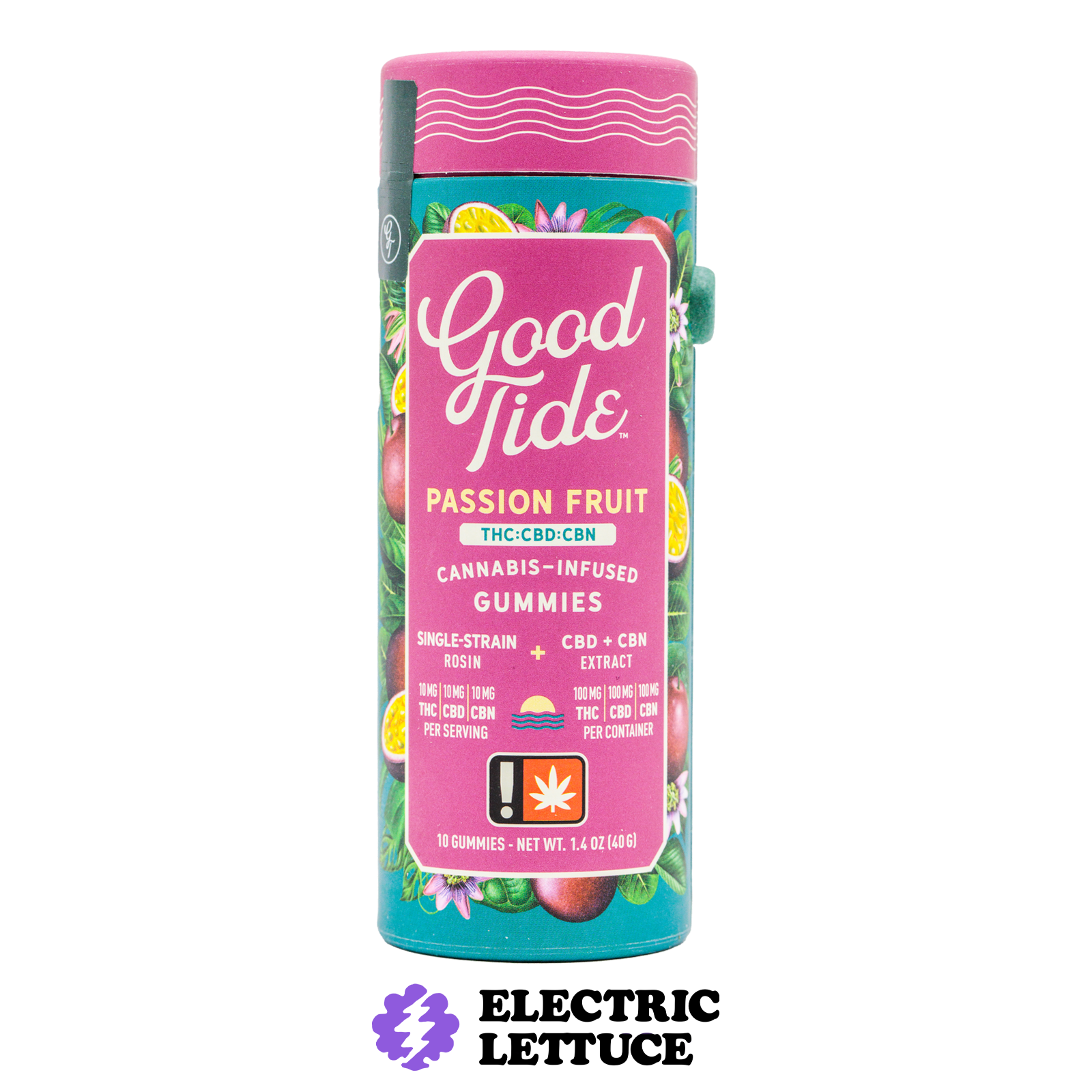 Good Tides Passionfruit THC : CBD : CBN Solventless Hash Gummies 100mg