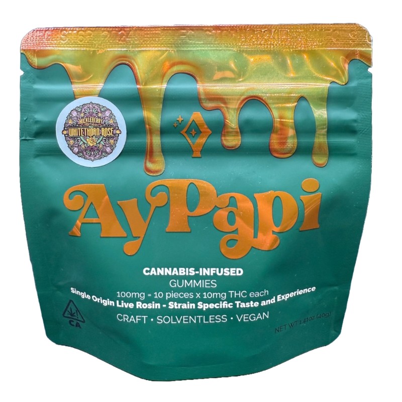 Ay Papi Sour Whitethorn Rose (H) Live Rosin Gummies 100mg