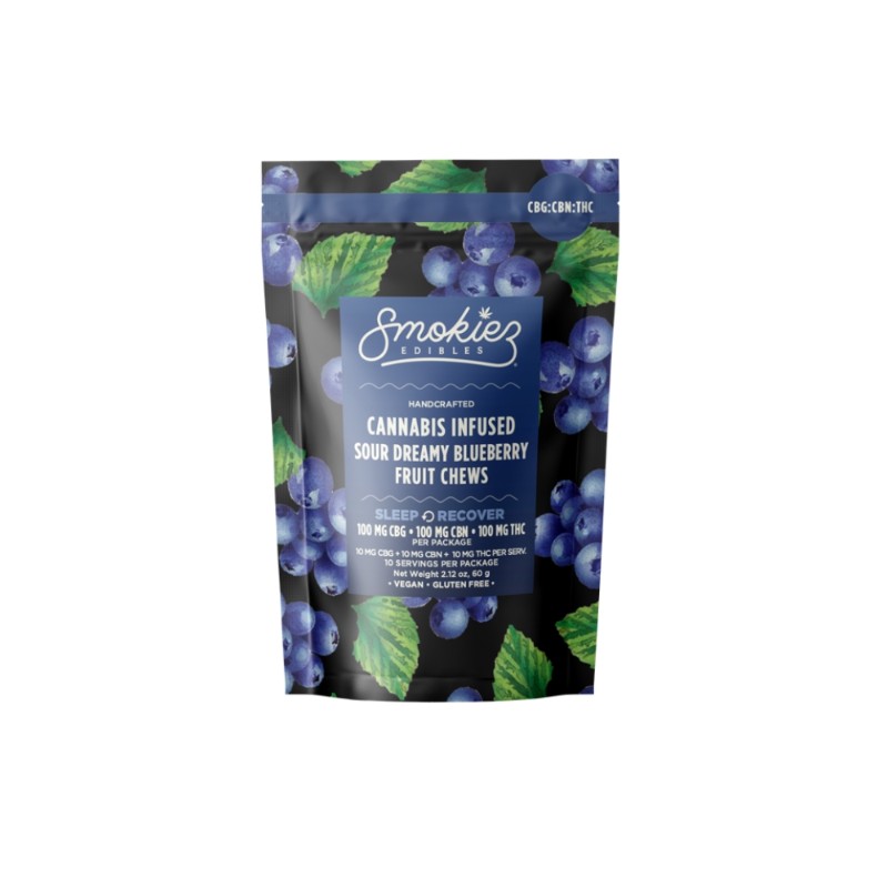Smokiez Sour Blueberry CBN Trifecta (I) Gummies 100mg