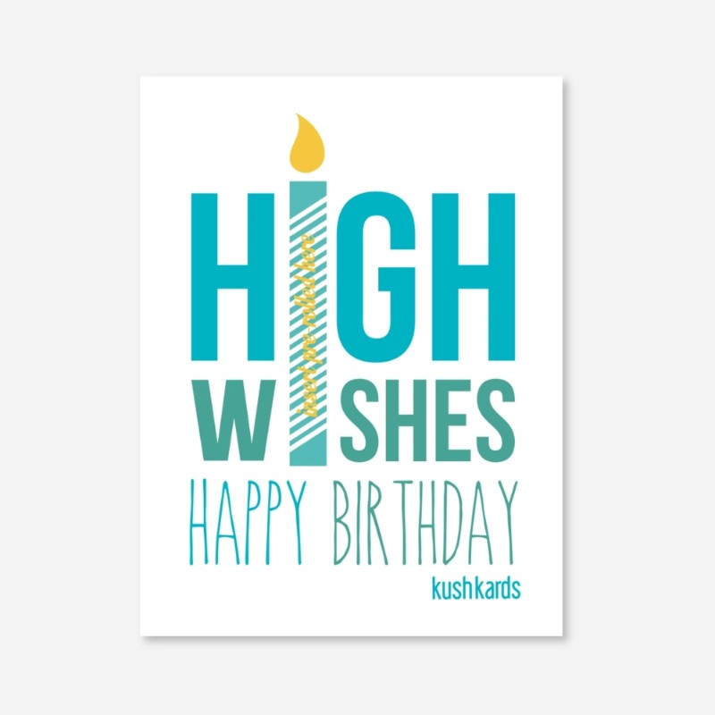 Kush Kards High Wishes Happy Birthday Card with One Hitter