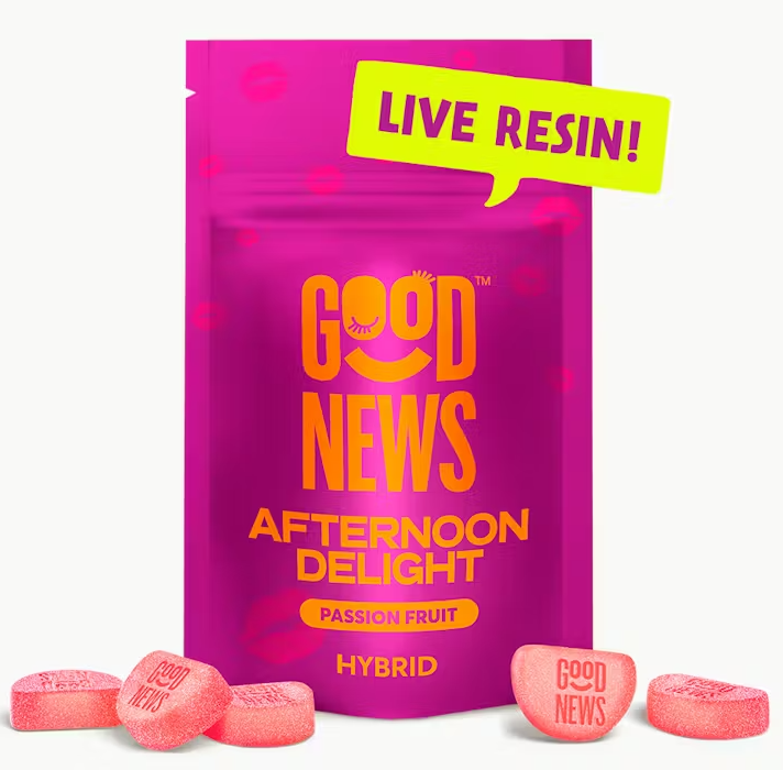 Good News Afternoon Delight Passion Fruit Live Resin Gummies 100mg 20pk