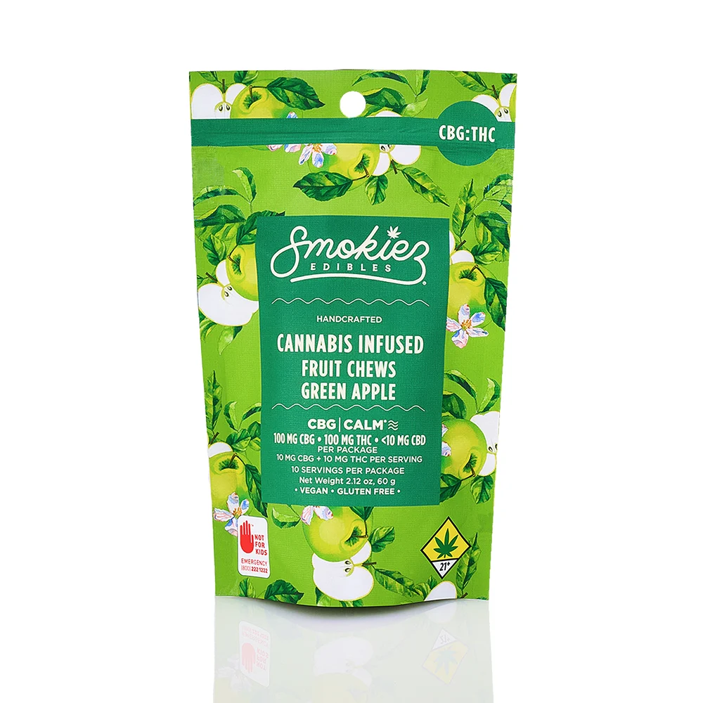Smokiez 10pk Fruit Chews Green Apple CBG:THC 1:1