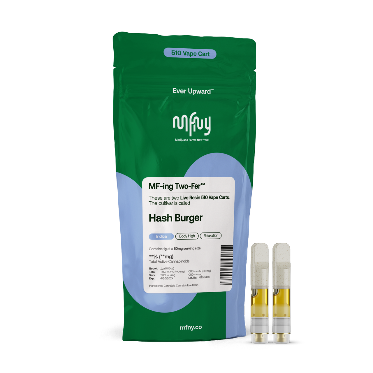 MFNY - Hash Burger Live Resin 510 Cart 0.5g 2pk - Vape
