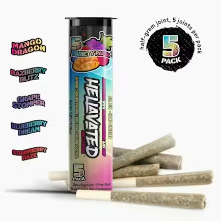 Hellavated Juicy Stickz Variety Pack 0.5g 5pk Infused Preroll