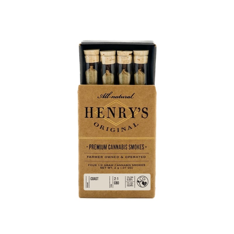 Henry's Coast 2:1 CBD:THC (H) Preroll 4pk 2g