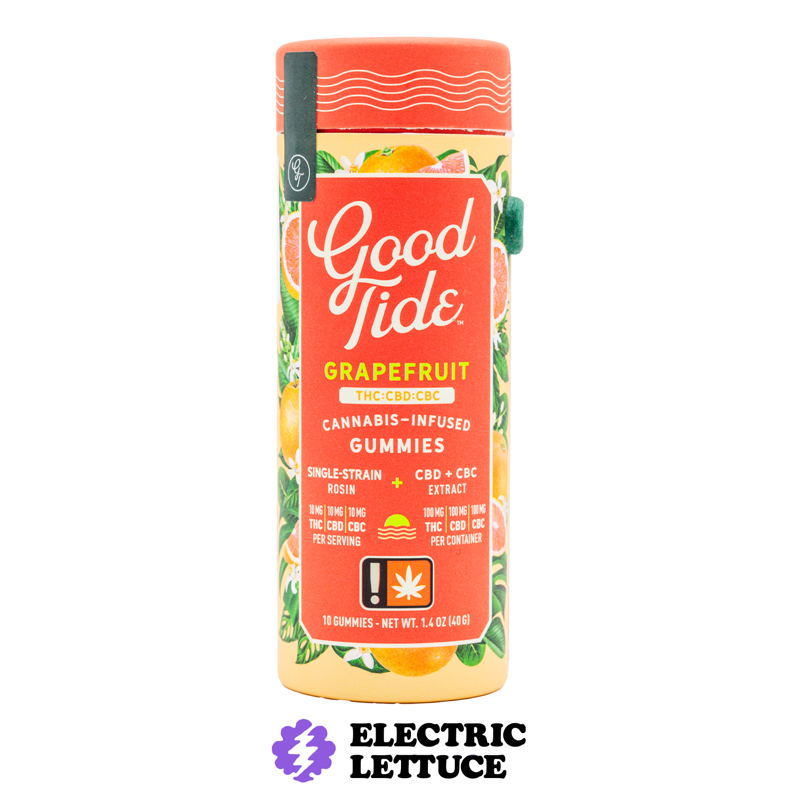 Good Tides Grapefruit THC : CBD : CBC Solventless Hash Gummies 100mg