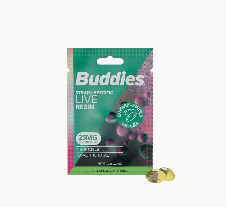 [Buddies] Live Resin Soft Gels - 100mg - Hybrid (25mg x 4 Count)