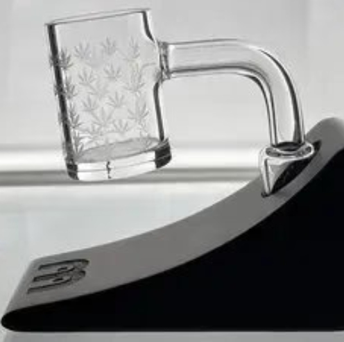 14mm Male Quartz Flat Top Leaf Sand Blasted Banger 2mm