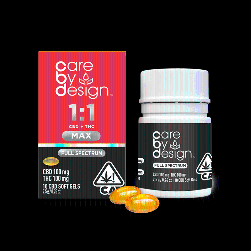 Care By Design 1:1 MAX CBD:THC Soft Gels 10ct 100mg