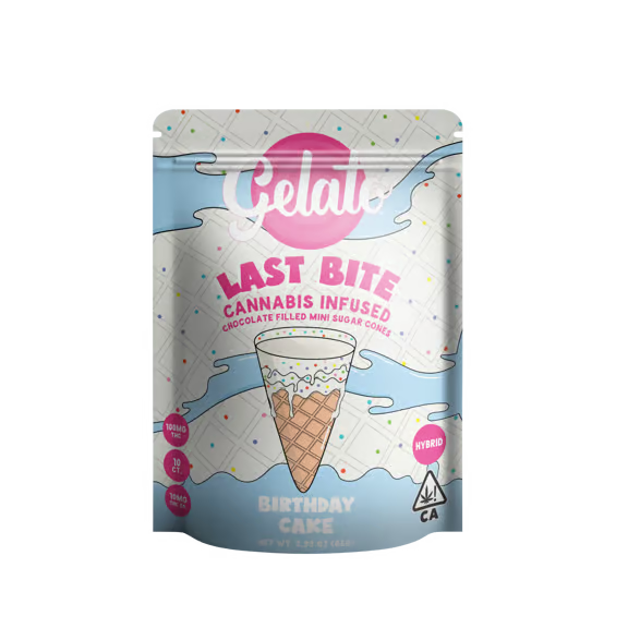 Edible: Birthday Cake Chocolate Filled Mini Sugar Cones (10-Pack) - 100mg