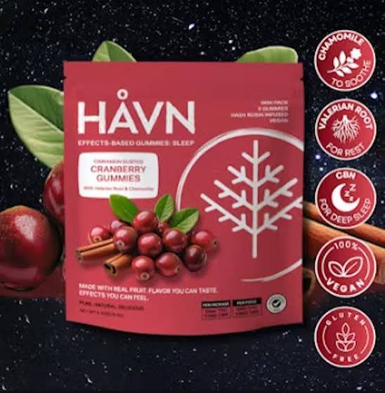 HAVN 2:1 Cinnamon Cranberry Gummies 25mg 5pk (CBN:THC) (V/GF)