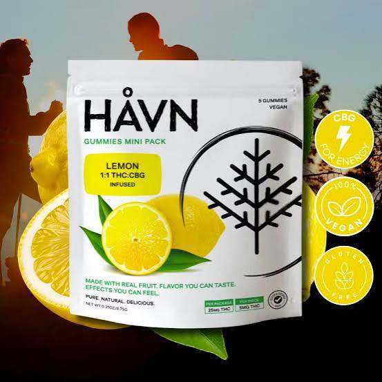 HAVN 1:1 Lemon Gummies 25mg 5pk (THC:CBG) (V/GF)