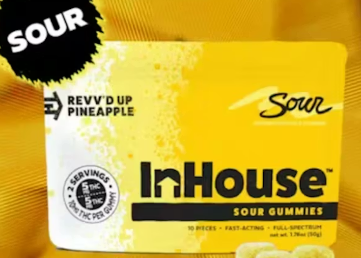 In House Sour Pineapple Fast Acting Gummies 100mg 20pk
