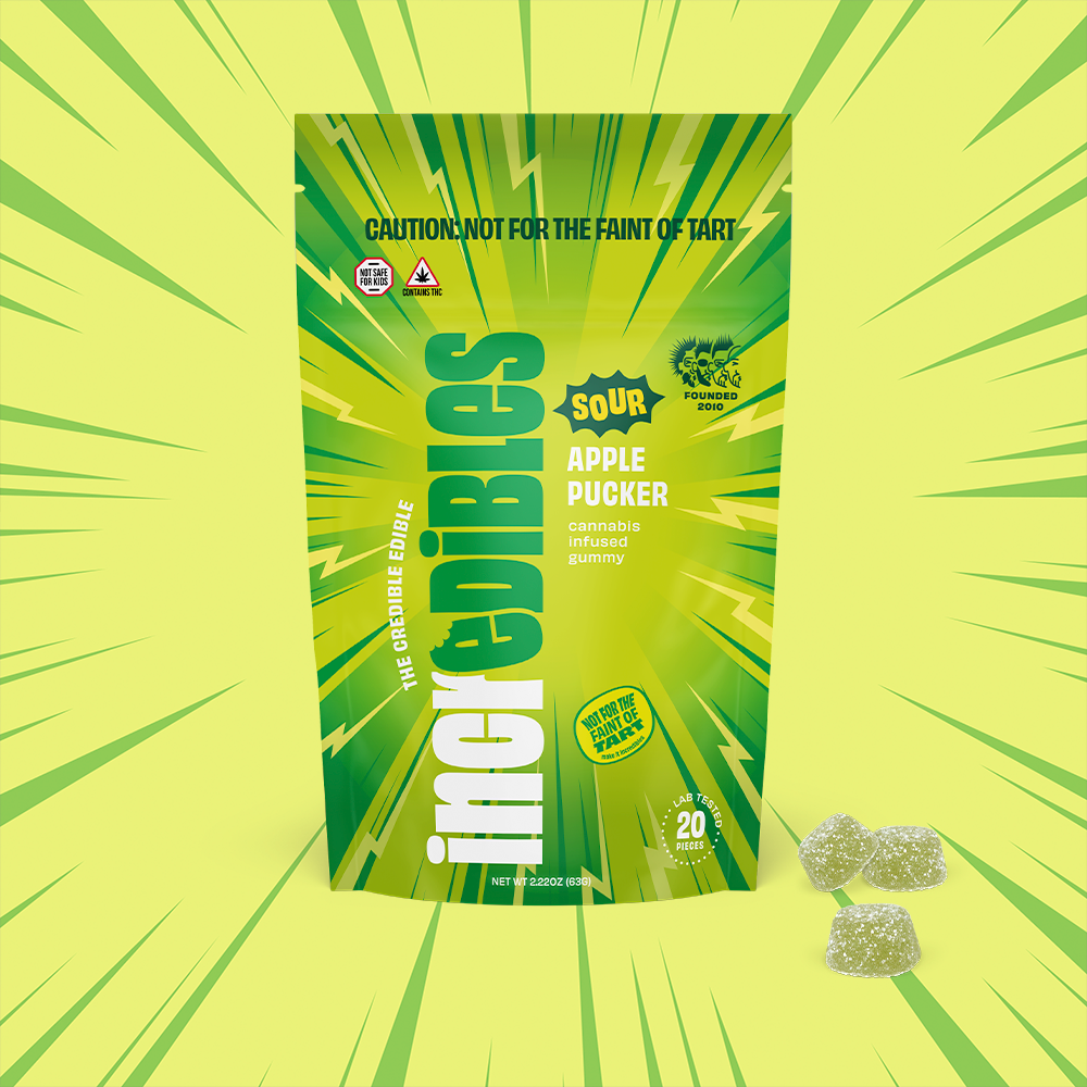 Super Sour Apple Pucker | Gummies | 20 pack | 100mg THC