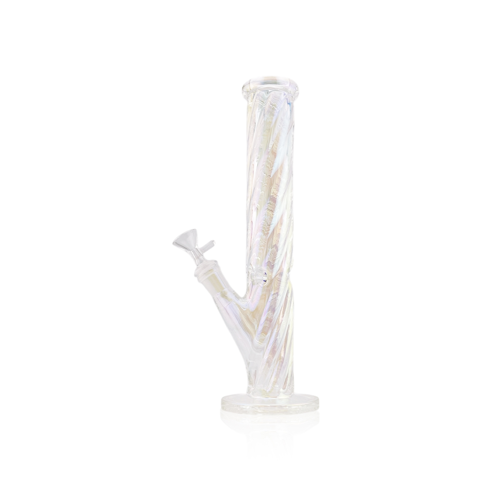 SIREEL - Glass - Twisted Iridized Straight Tube Bong - 12"