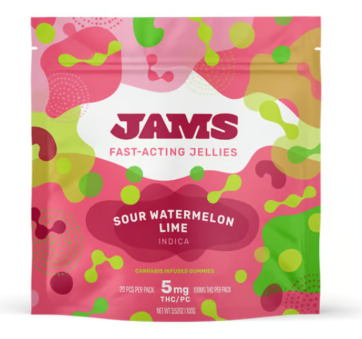 Jams Jellies Sour Watermelon Lime 100mg 20pk Nano Gummies