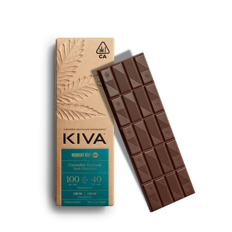 Kiva Midnight Mint (I) CBN Chocolate Bar 100mg THC 40mg CBN