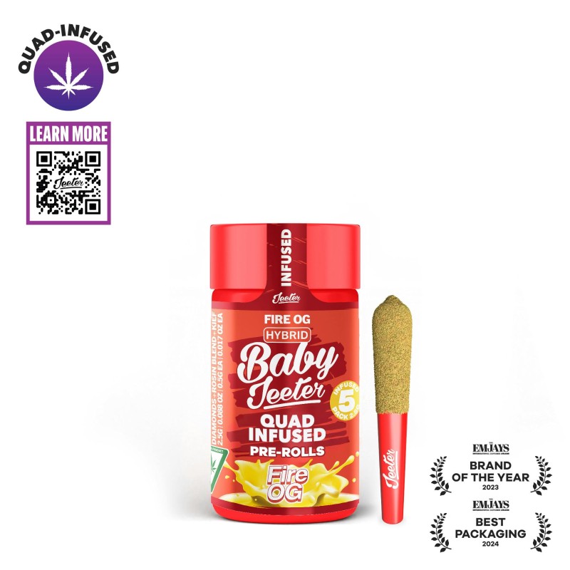 Baby Jeeter Fire OG (H) Rosin Infused Preroll 5pk 2.5g