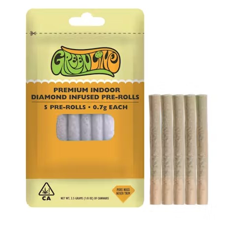 Green Line Infused 5pk Prerolls 3.5g Mandarin Cookies